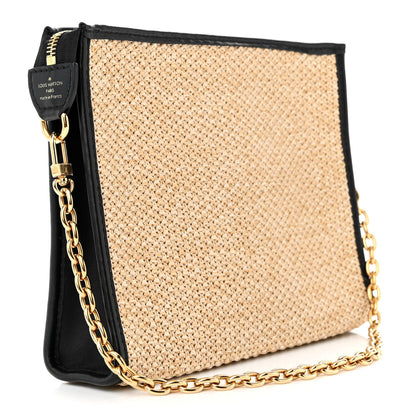 Louis Vuitton Raffia Calfskin Monogram Giant Pouch 3 of 9