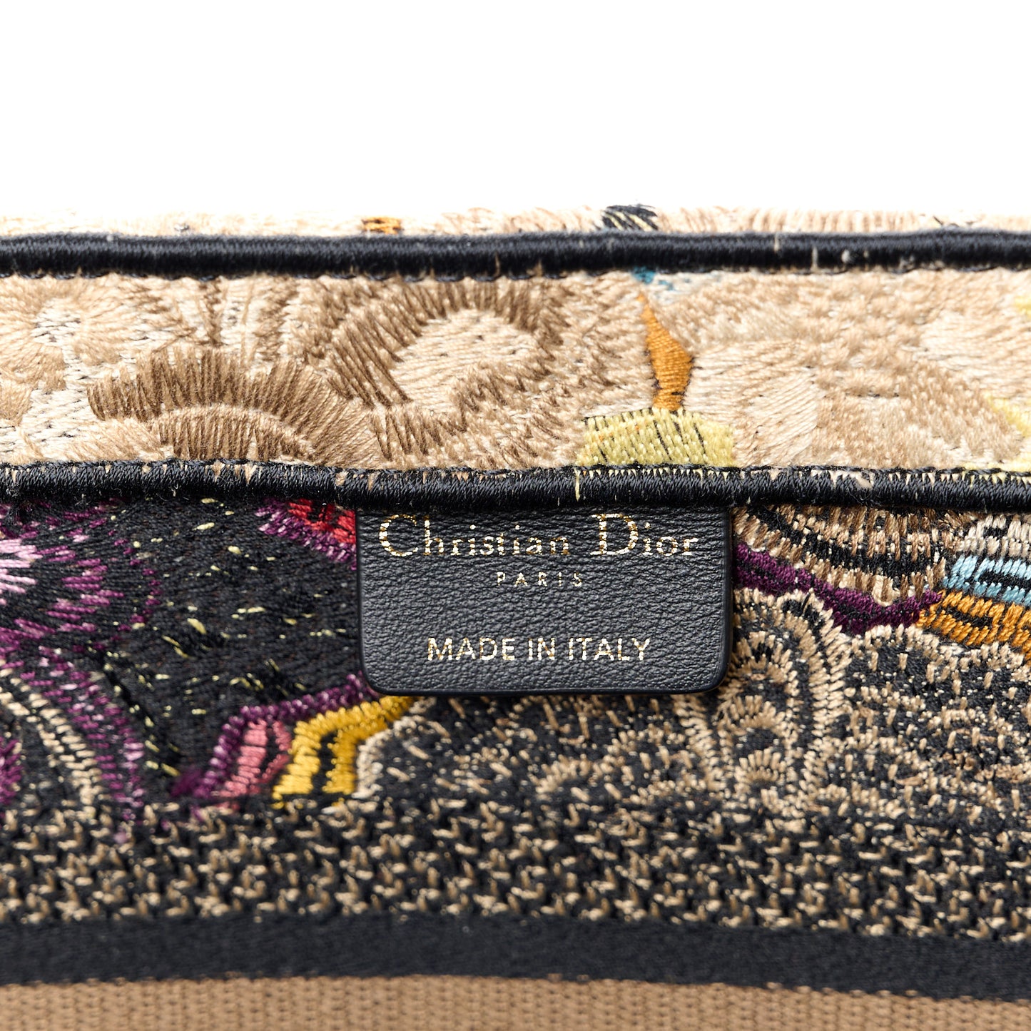 Canvas Embroidered Butterfly Brocart Hat Basket Bag Beige Multicolor