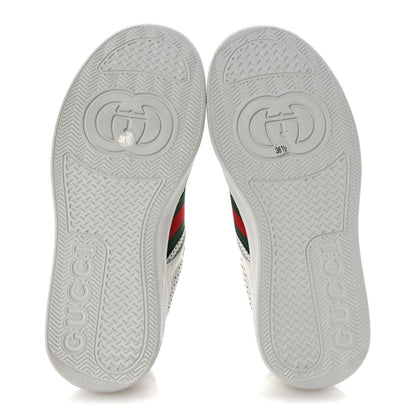Gucci Calfskin Web Perforated Womens Platform 55mm Sneakers 38.5 White Bright Splash 6 of 10