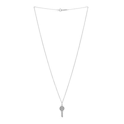 Tiffany 18K White Gold Diamond Mini Modern Keys Round Key Pendant Necklace 3 of 5