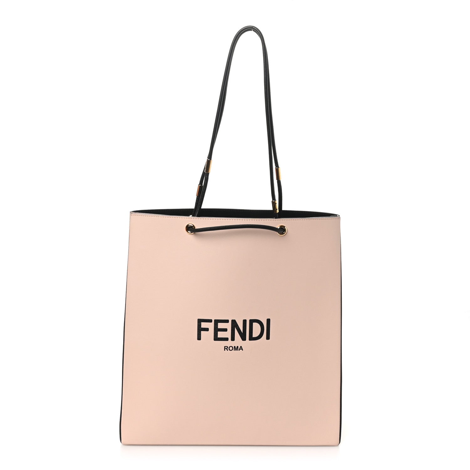 Fendi Vitello Fluffy Logo Medium Pack Shopper Tote Rosa Quarzo Black 1 of 9