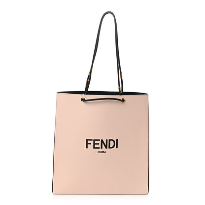 Fendi Vitello Fluffy Logo Medium Pack Shopper Tote Rosa Quarzo Black 1 of 9