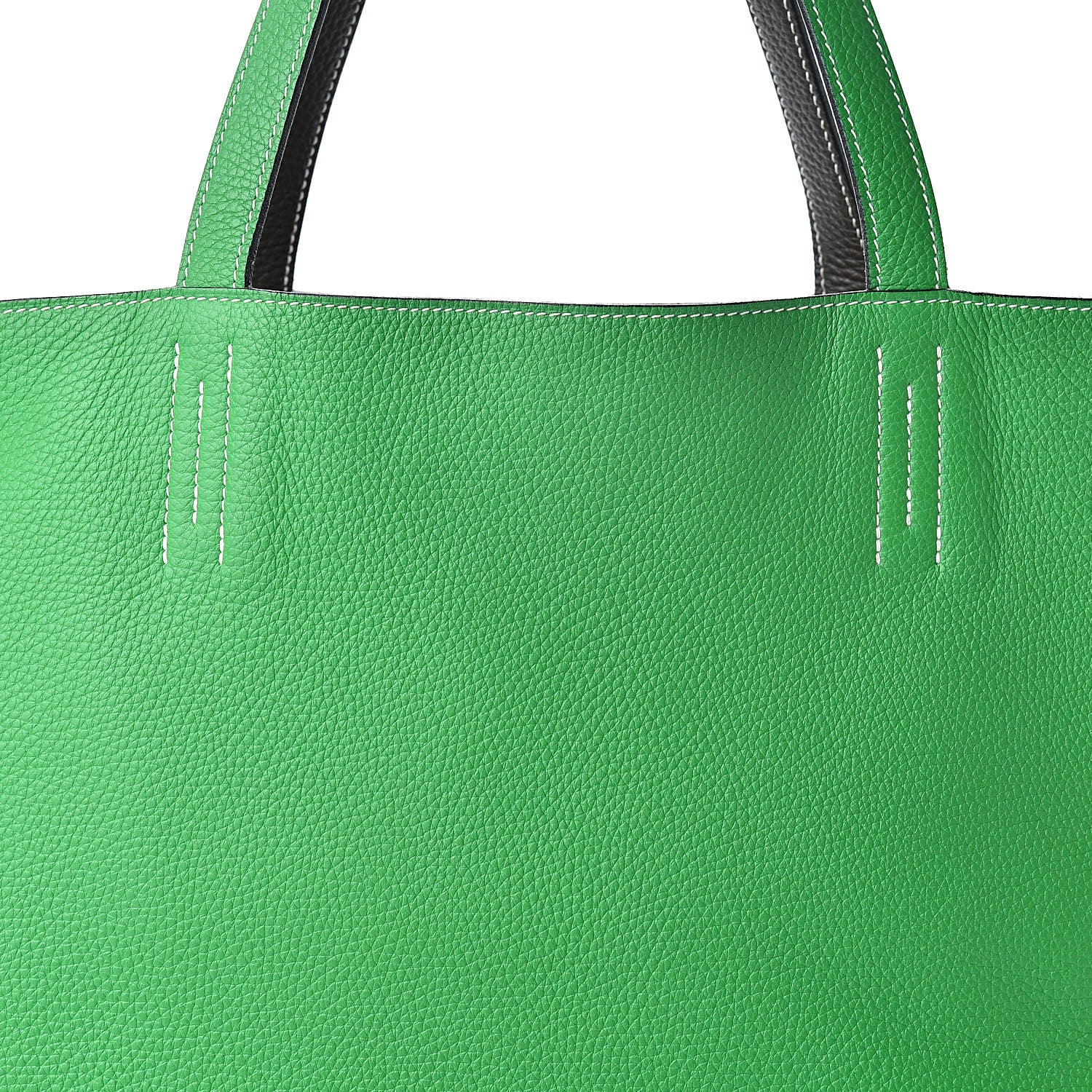 Hermes Taurillon Clemence Double Sens 45 Reversible Tote Bambou Vert Bronze 12 of 16