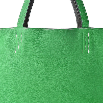 Hermes Taurillon Clemence Double Sens 45 Reversible Tote Bambou Vert Bronze 12 of 16