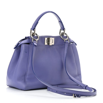 Fendi Nappa Mini Peekaboo Iconic Satchel Viola Cassis 3 of 11
