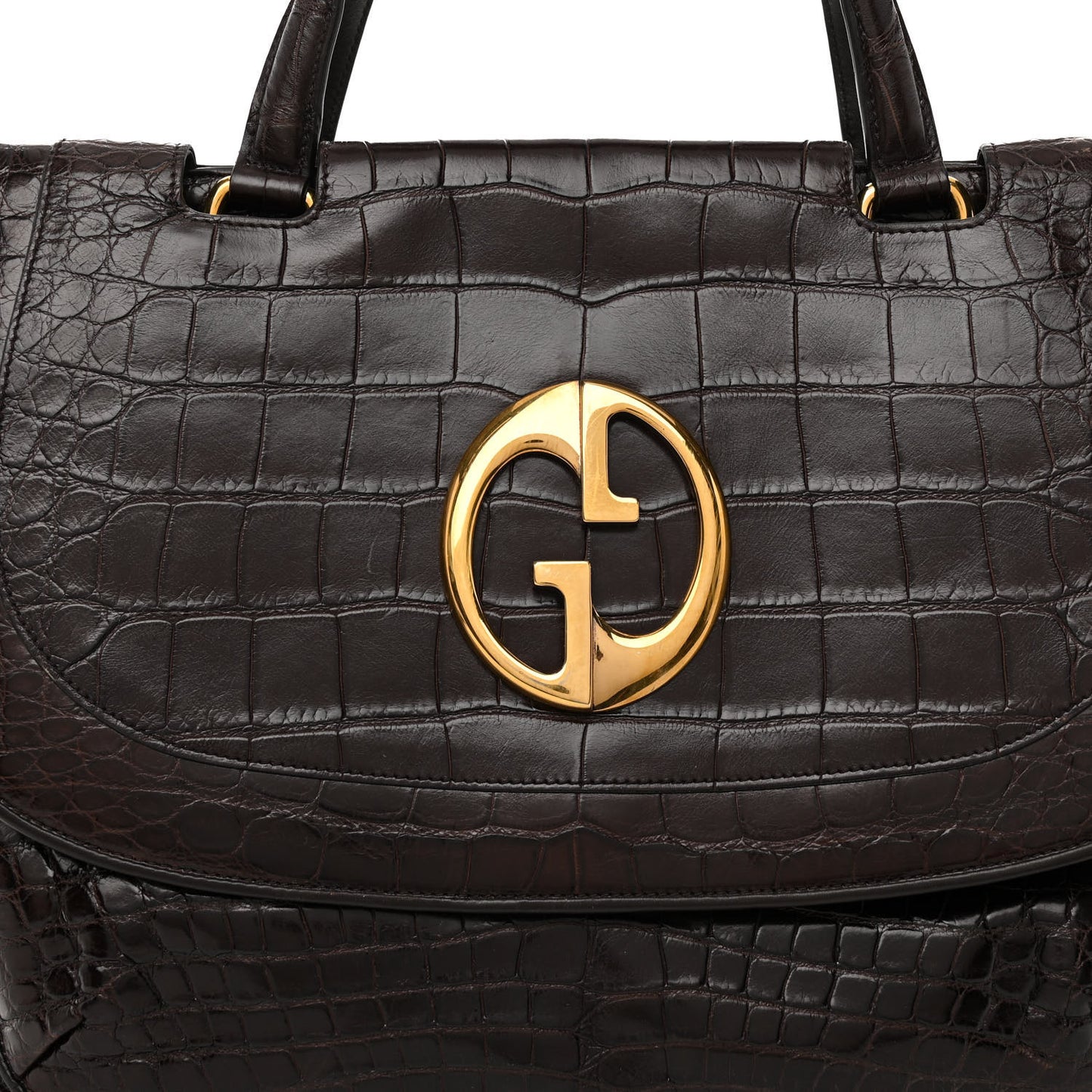 Crocodile Medium 1973 Top Handle Satchel Brown