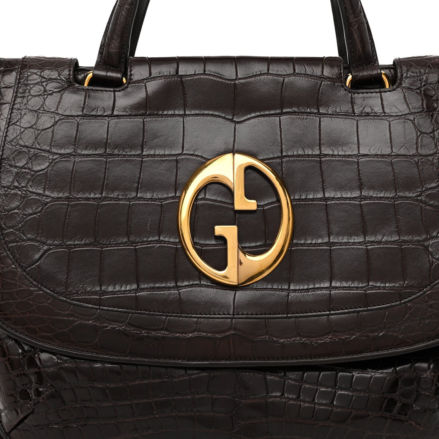 Gucci Crocodile Medium 1973 Top Handle Satchel Brown 8 of 14