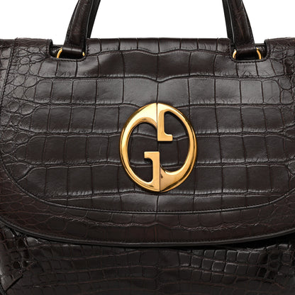 Gucci Crocodile Medium 1973 Top Handle Satchel Brown 8 of 14