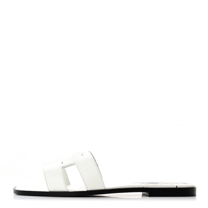 Hermes Calfskin Peinture Fraiche Oran Sandals 41 White Black 1 of 11