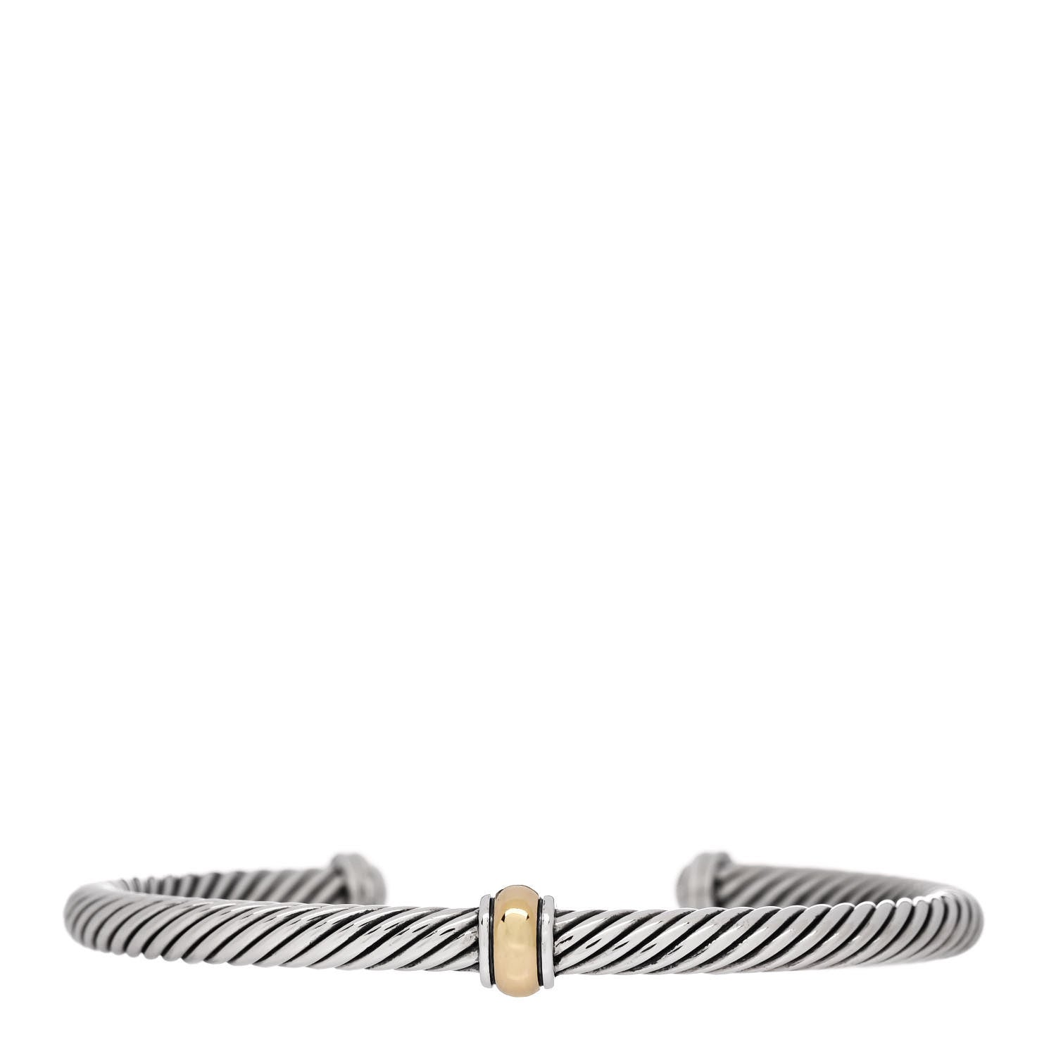 David Yurman Sterling Silver 18K Yellow Gold 4mm Station Cable Bracelet 1 of 3