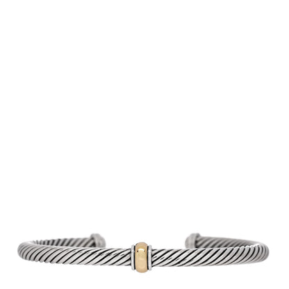 David Yurman Sterling Silver 18K Yellow Gold 4mm Station Cable Bracelet 1 of 3