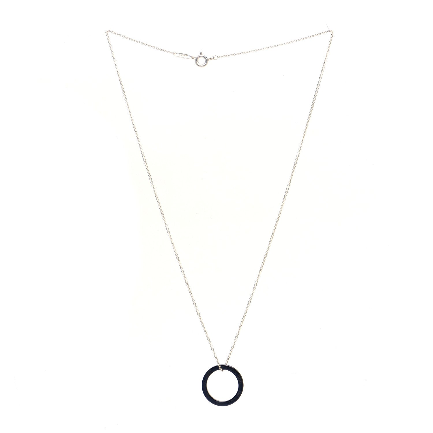 Tiffany Sterling Silver Titanium 1837 Circle Pendant Necklace 4 of 7