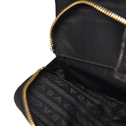 Prada Tessuto Nylon Crocodile Embossed Calfskin Cinch Backpack Black 10 of 11