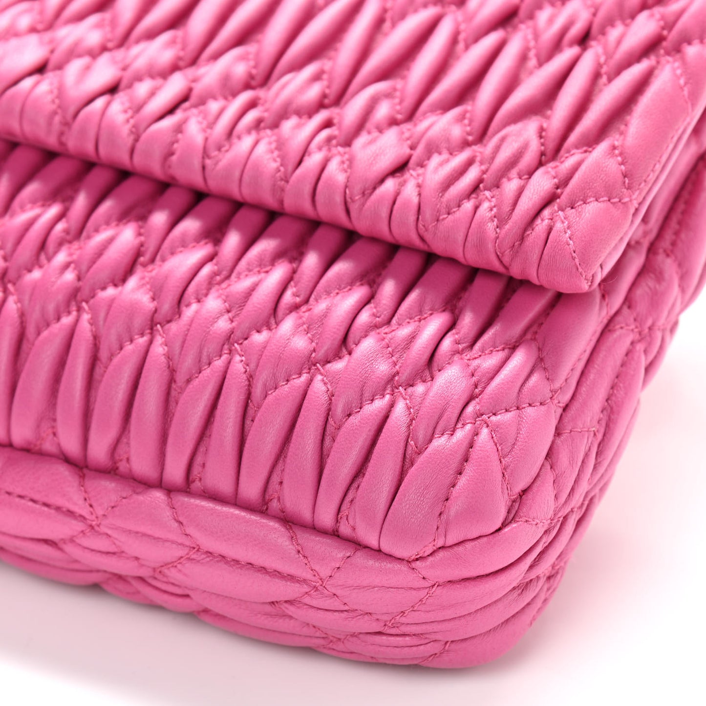 Nappa Matelasse Crystal Flap Clutch Fuxia