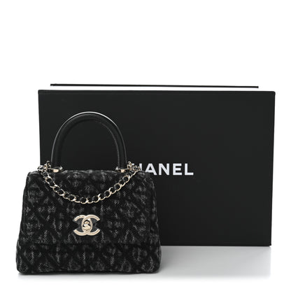 Chanel Washed Denim Quilted Coco Handle Clutch With Chain Black 11 of 11