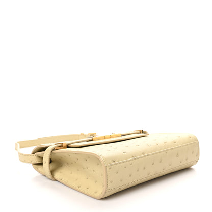 Saint Laurent Ostrich Small Manhattan Baguette  Natural Beurre 4 of 10