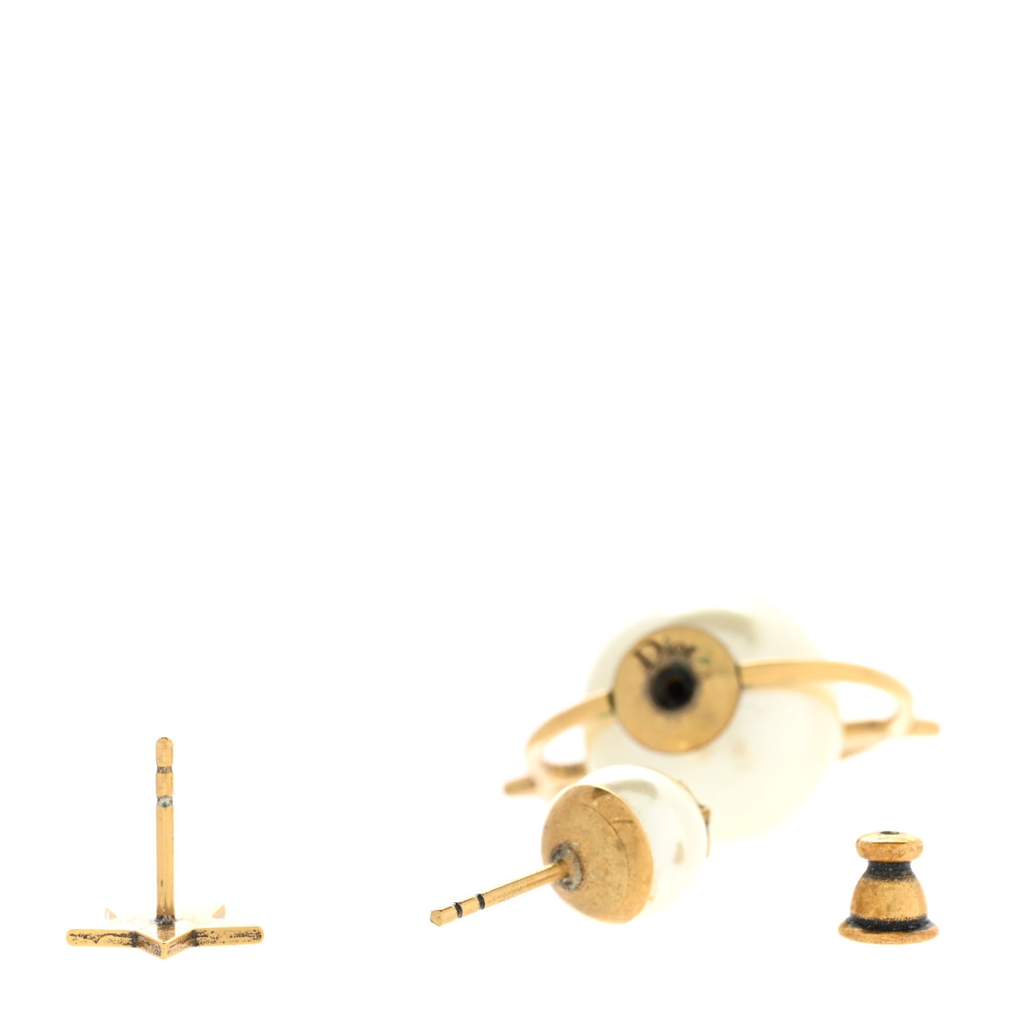 Pearl Moon and Star Tribal Hoop Earrings Gold