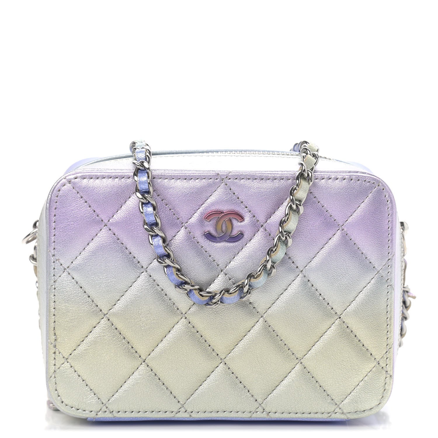Chanel Metallic Gradient Calfskin Quilted Camera Case Blue Yellow Purple 1 of 9
