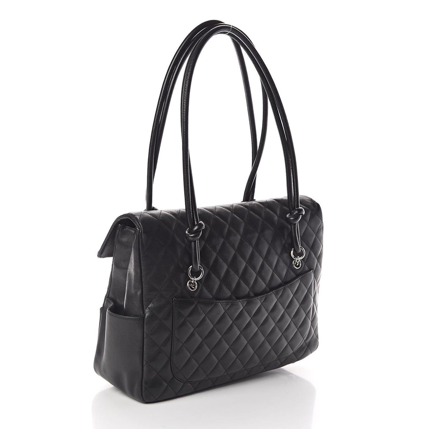 Calfskin Quilted Large Cambon Flap Black White