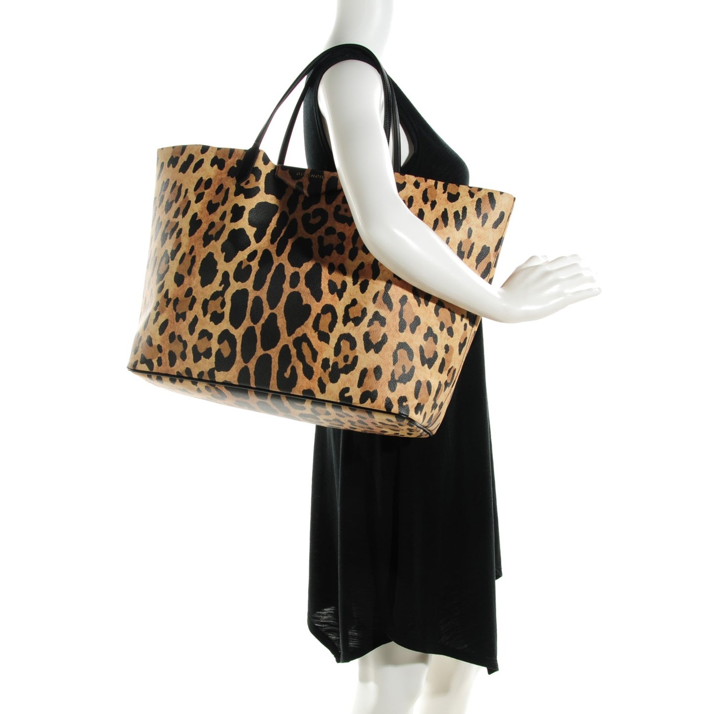 Textured Coated Canvas Leopard Print Large Antigona Tote