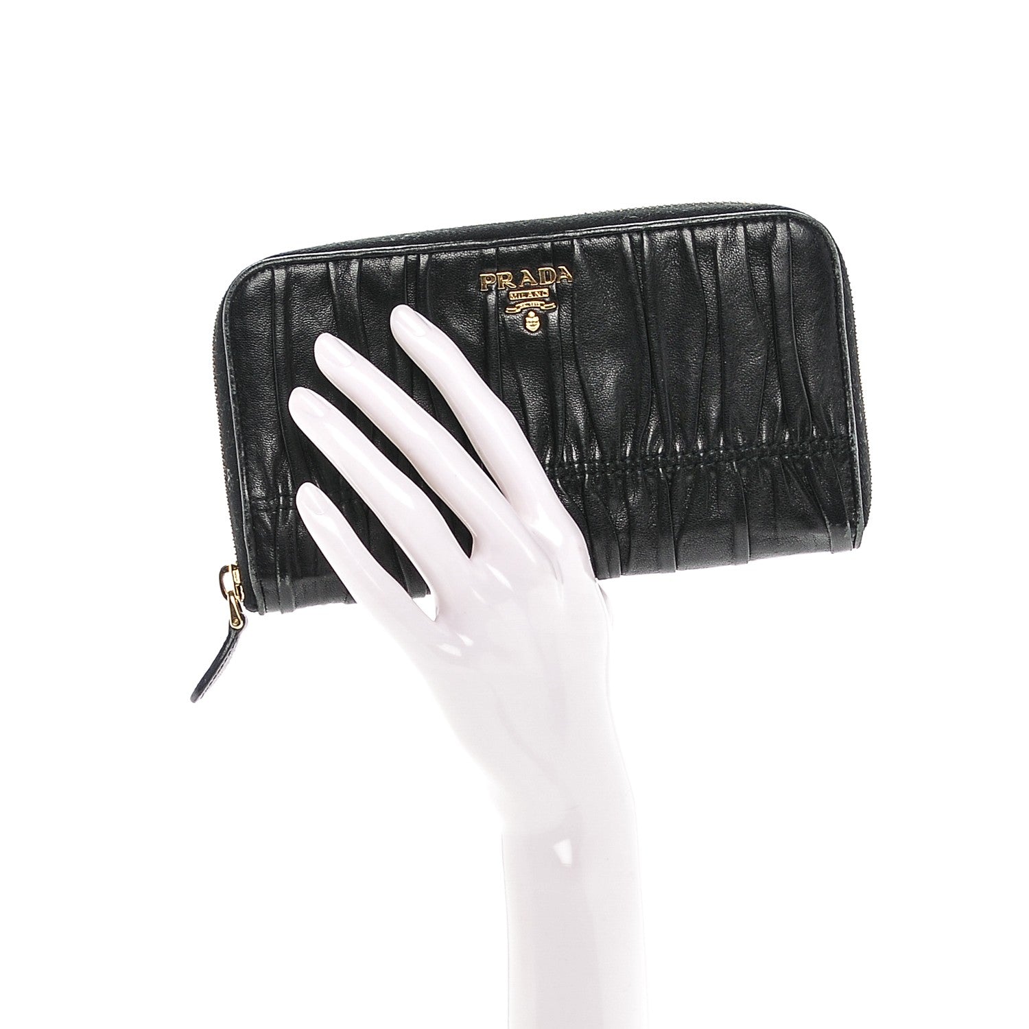 Prada Nappa Gaufre Zip Around Wallet Nero Black 2 of 7