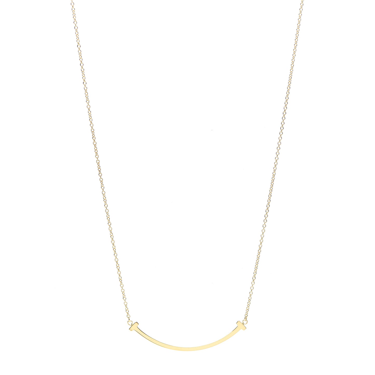 18K Yellow Gold Small T Smile Pendant Necklace
