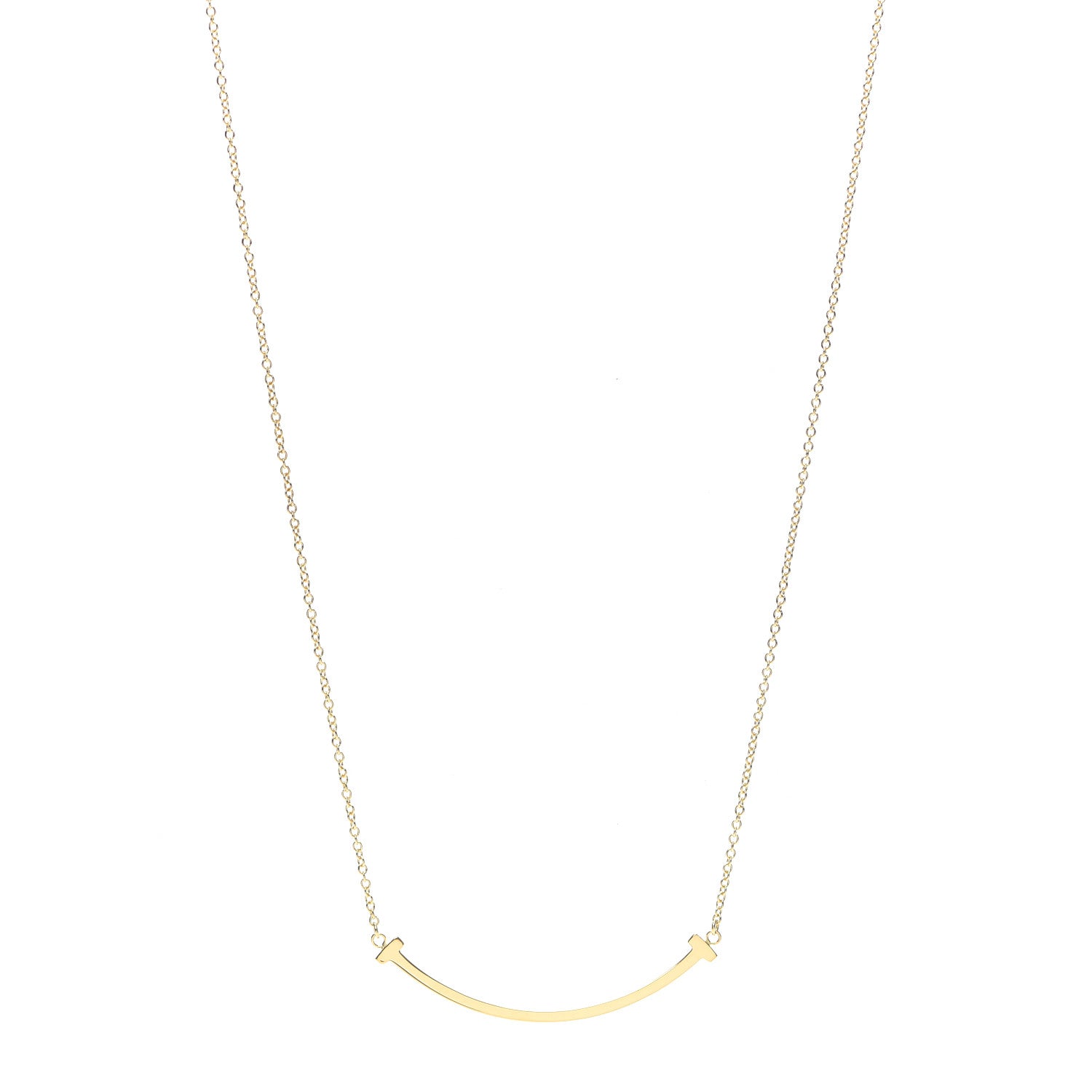 Tiffany 18K Yellow Gold Small T Smile Pendant Necklace 1 of 6