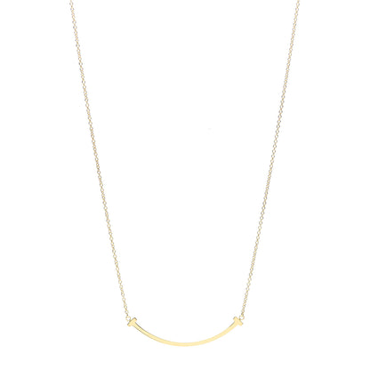Tiffany 18K Yellow Gold Small T Smile Pendant Necklace 1 of 6