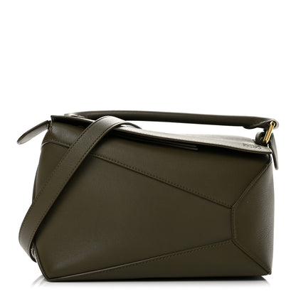 Loewe Calfskin Small Puzzle Edge Bag Dark Khaki Green 1 of 13