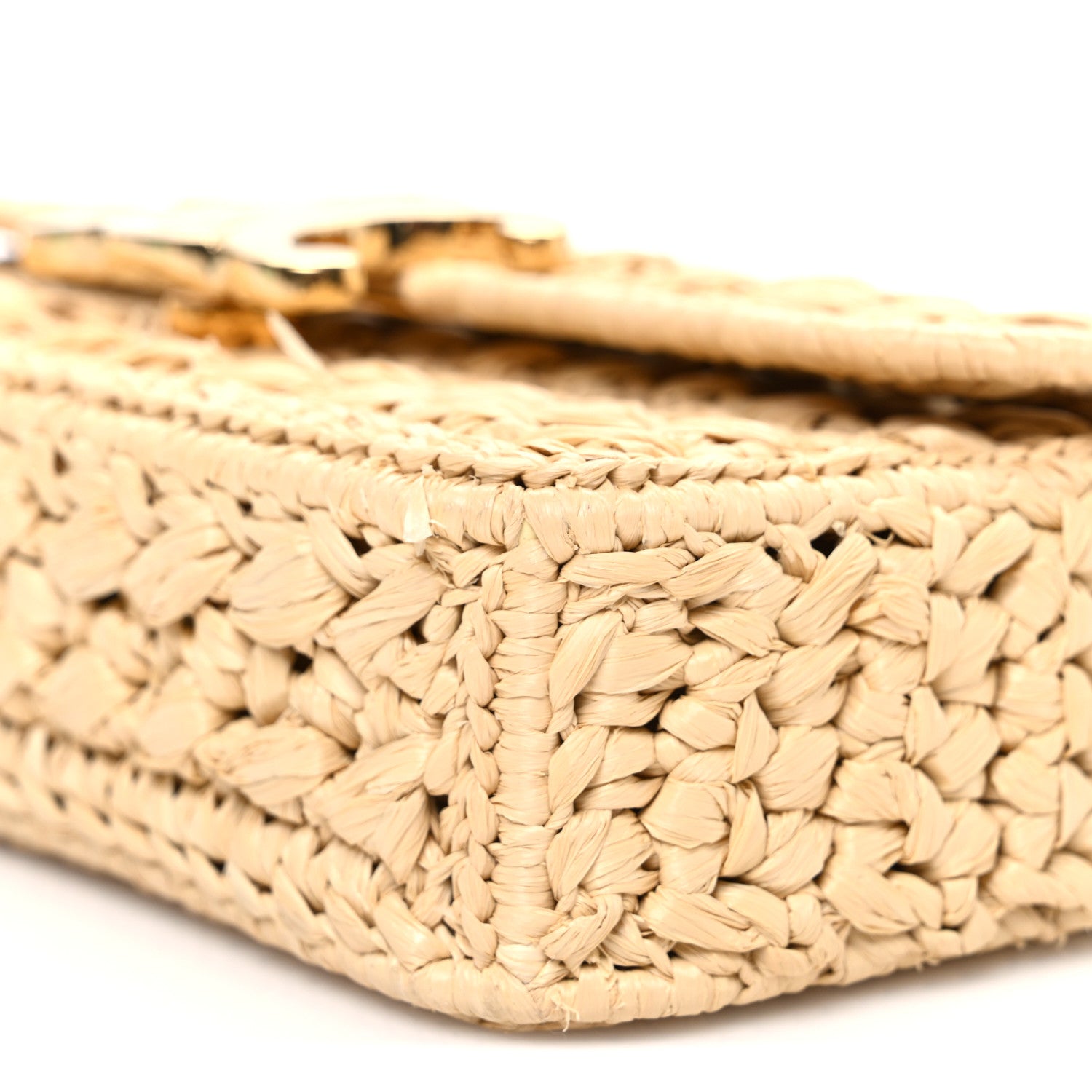Celine Raffia Effect Claude Chain Shoulder Bag Natural 9 of 9