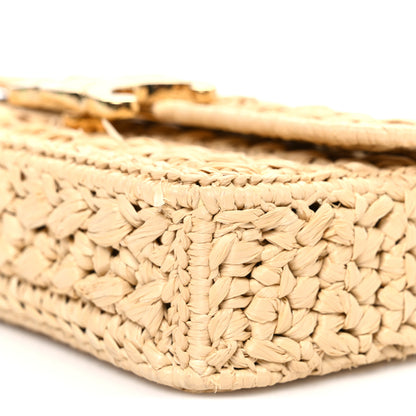 Celine Raffia Effect Claude Chain Shoulder Bag Natural 9 of 9