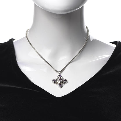 David Yurman Sterling Silver 14K Yellow Gold Amethyst Renaissance Cross Pendant Necklace 2 of 5