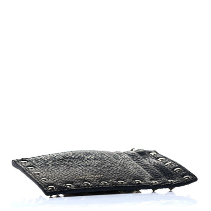 Valentino Garavani Pebbled Calfskin Rockstud Coin Case Card Holder Black 3 of 4