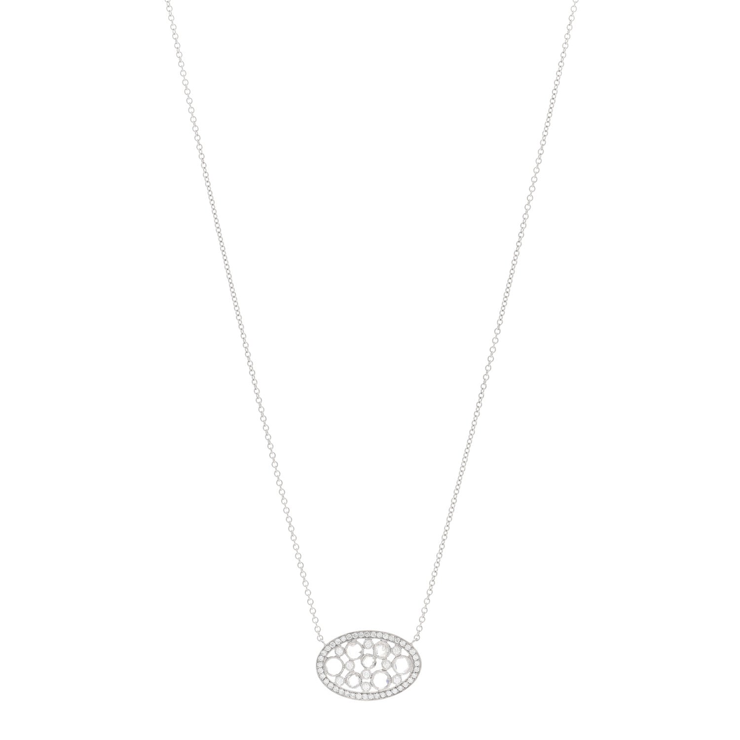 Tiffany Platinum Diamond Cobblestone Oval Pendant Necklace 1 of 4