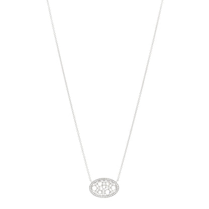 Tiffany Platinum Diamond Cobblestone Oval Pendant Necklace 1 of 4