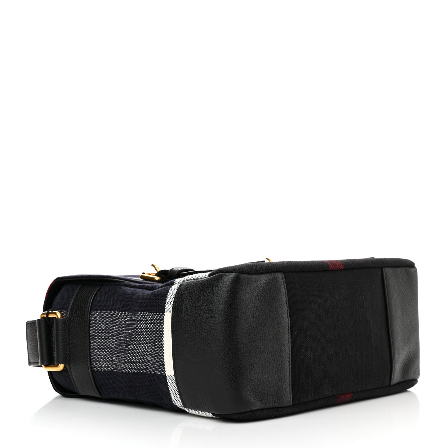 Canvas Mega Check Large Baildon Messenger Bag Navy
