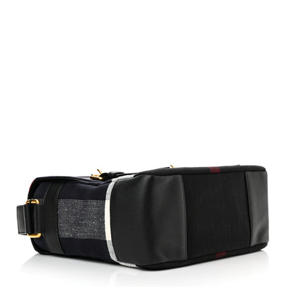 Burberry Canvas Mega Check Large Baildon Messenger Bag Navy 4 of 13