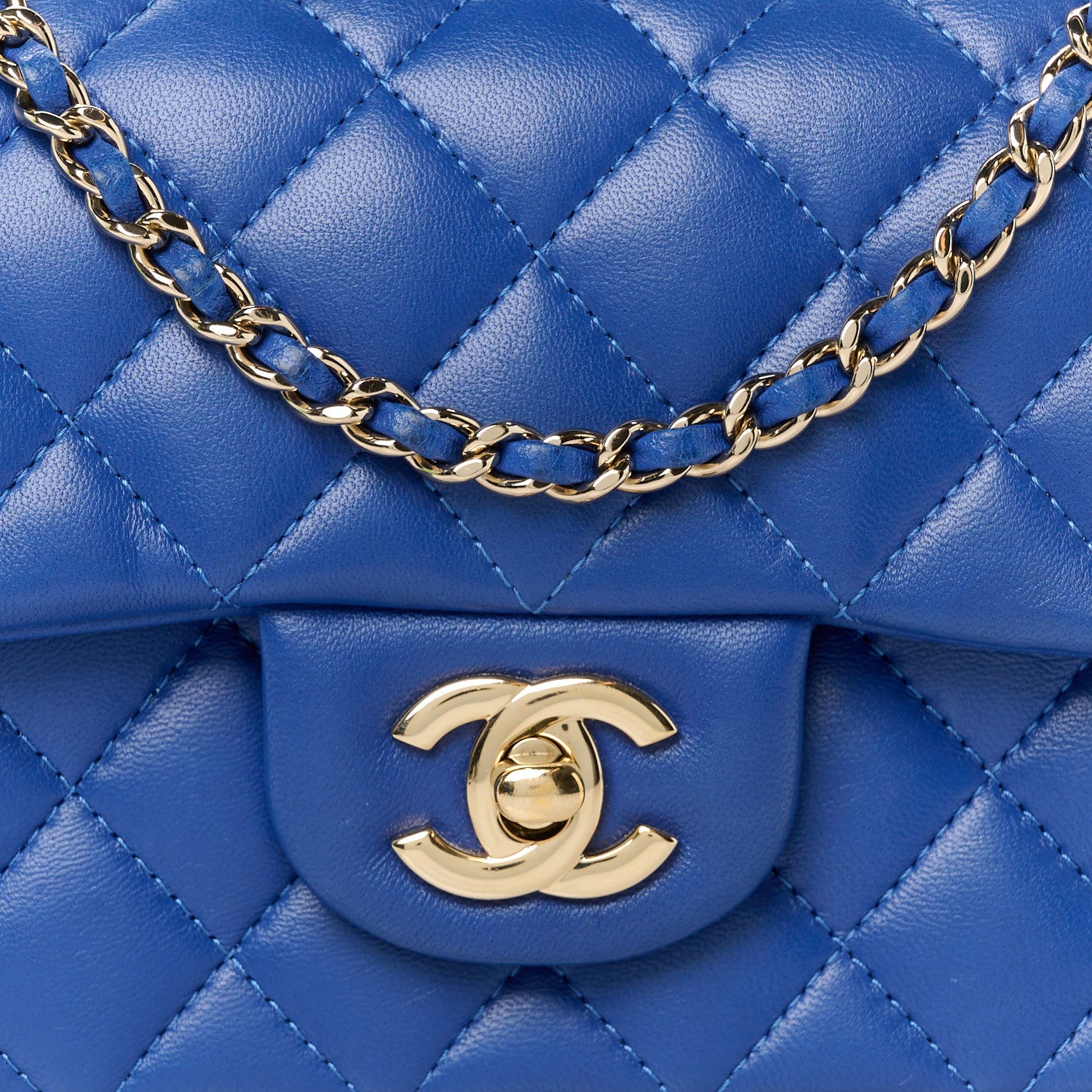 Chanel Lambskin Quilted Mini Top Handle Rectangular Flap Blue 9 of 12