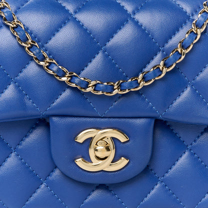 Chanel Lambskin Quilted Mini Top Handle Rectangular Flap Blue 9 of 12