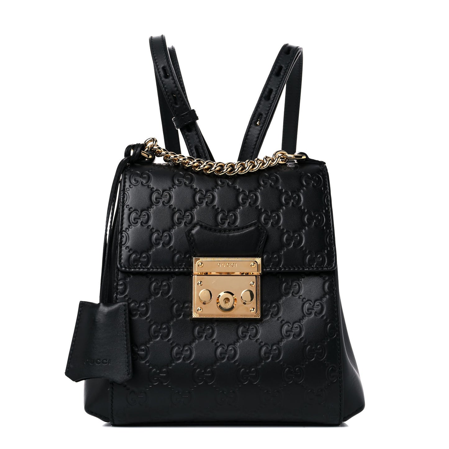 Guccissima Signature Padlock Backpack Black