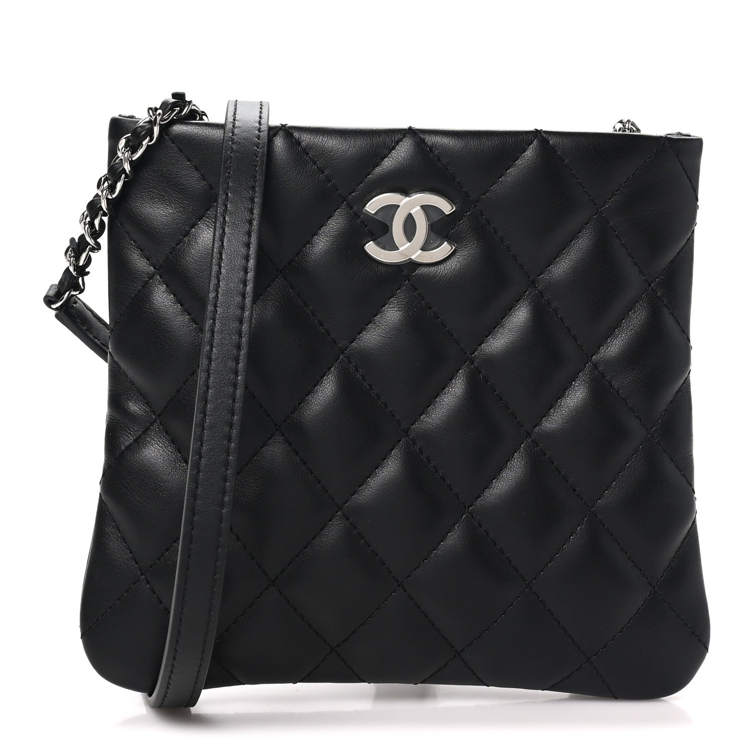 Chanel Lambskin Quilted Uniform Crossbody Bag Black 7 of 10