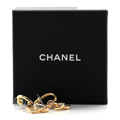 Chanel Enamel CC Hoop Drop Earrings Black White Gold 6 of 6