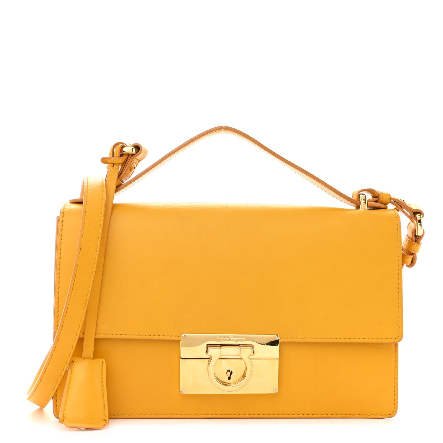 Salvatore Ferragamo Calfskin Medium Aileen Bag Yellow 1 of 11