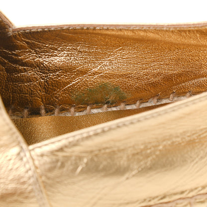 Chanel Laminated Lambskin Grosgrain CC Espadrilles 35 Gold Black 7 of 9