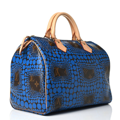 Louis Vuitton Monogram Kusama Town Speedy 30 Blue 2 of 7