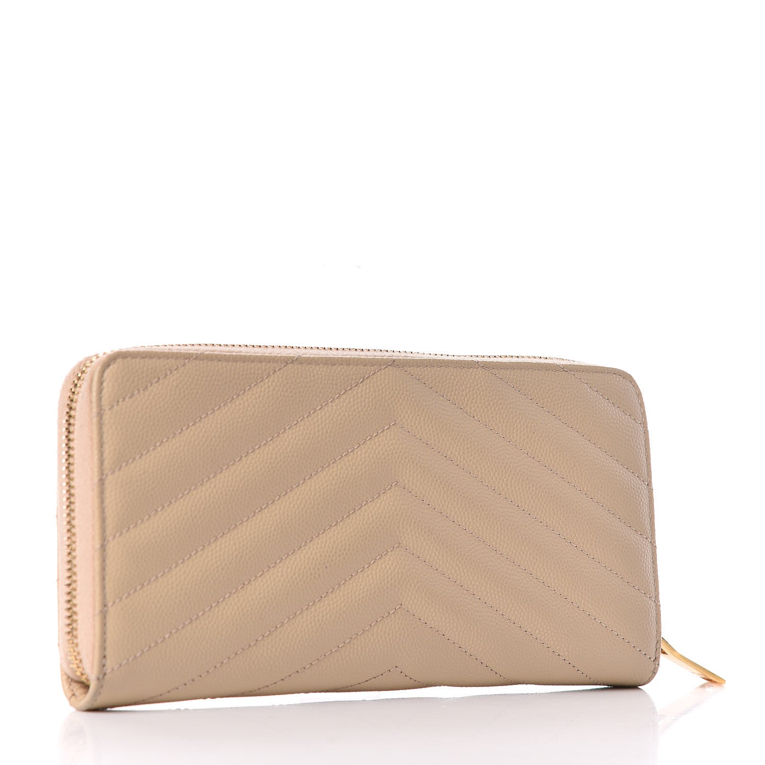 Saint Laurent Grain De Poudre Matelasse Chevron Monogram Zip Around Wallet Nude Powder 3 of 7