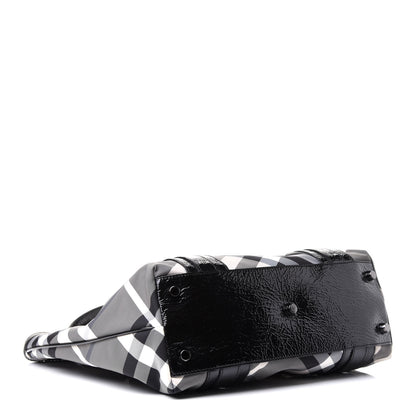 Burberry Patent Trim Smoked Check Tote Black 5 of 12