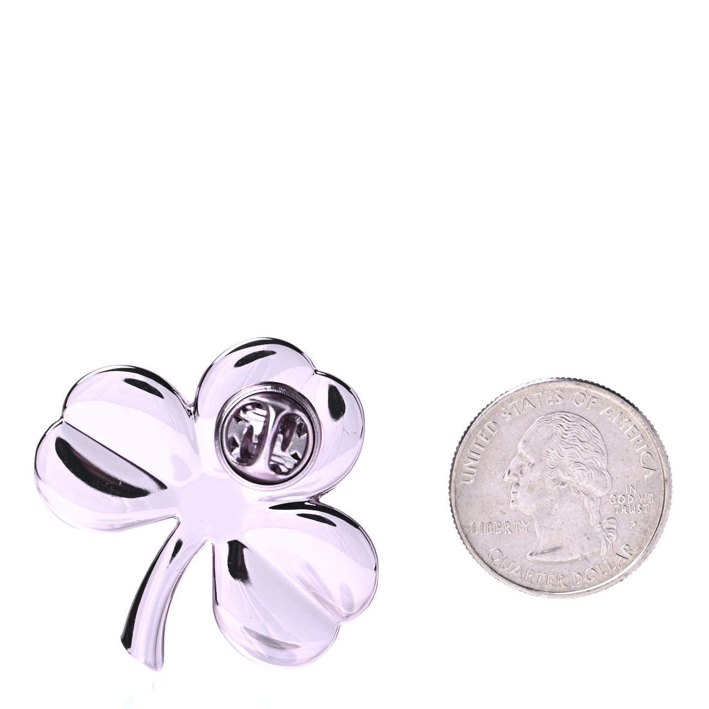 Metal CC Clover Pin Silver