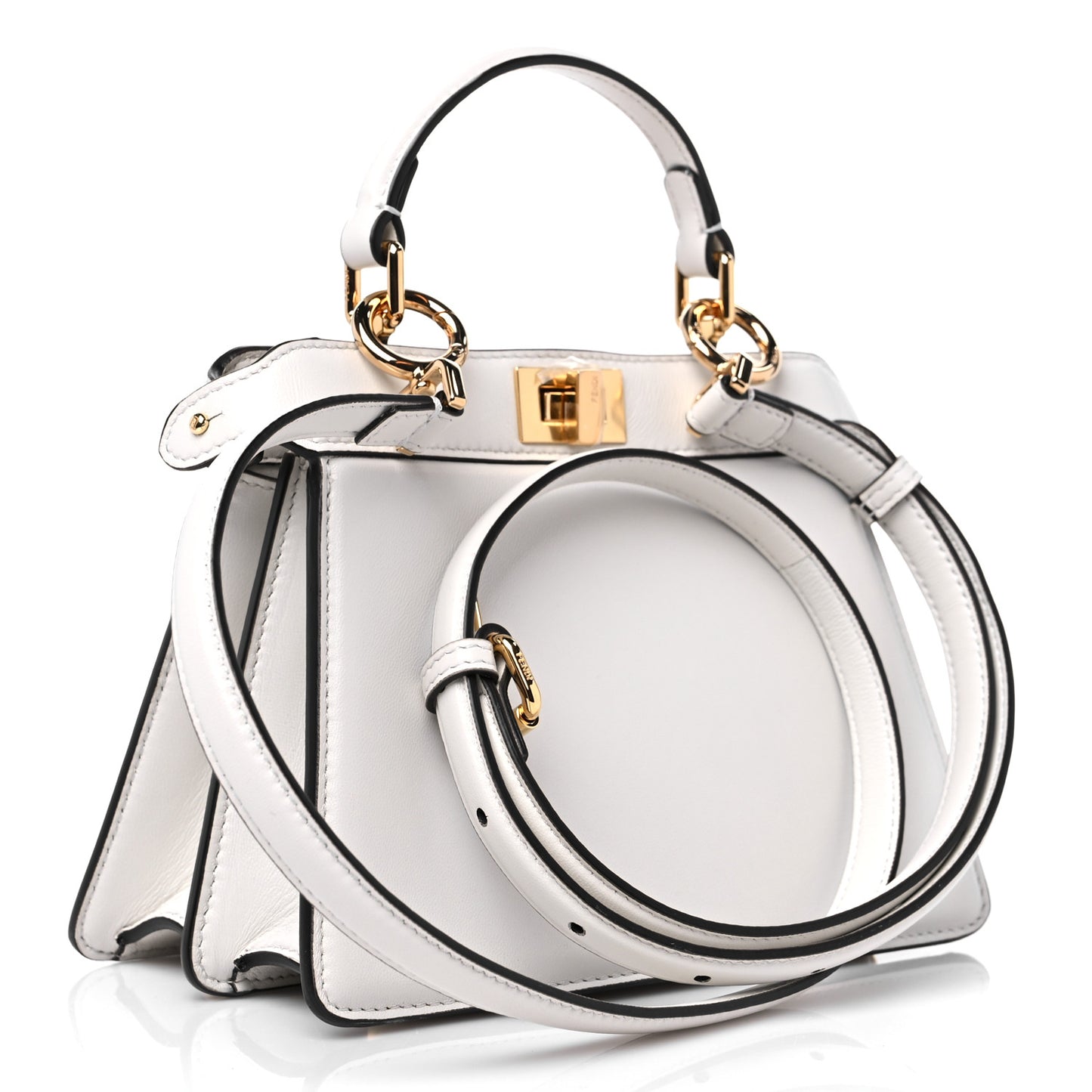 Shiny Nappa Petite Peekaboo I SEE U Satchel White