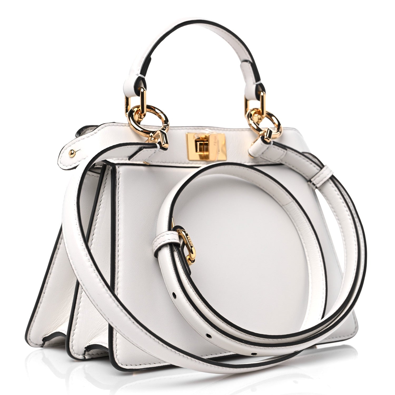 Fendi Shiny Nappa Petite Peekaboo I SEE U Satchel White 3 of 13